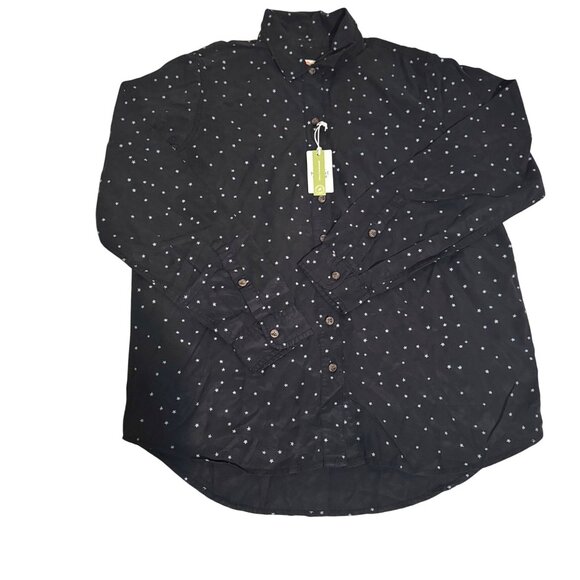 Marine Layer Starry Print Relaxed Fit Long Sleeve Shirt Black Large button down - Picture 3 of 16
